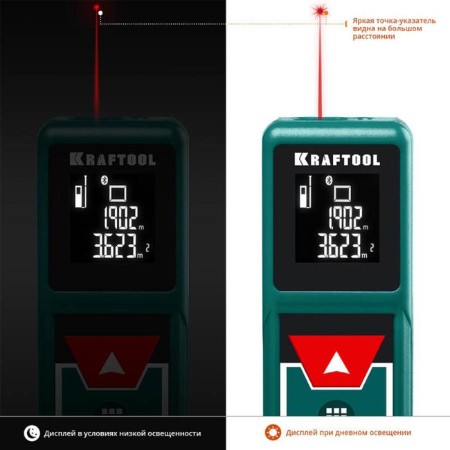 Laser rangemaker Kraftool 34763, 5cm range - 40m, accuracy 1.5 mm-3