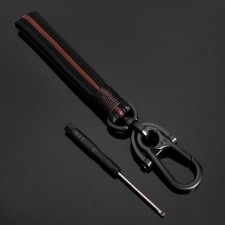 Key keychain, loop leather PU with carbine, skin PU