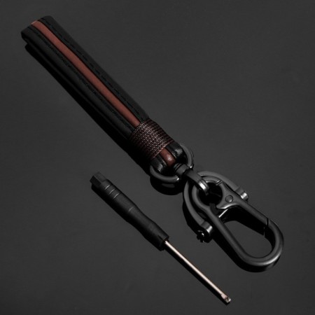 Key keychain, loop leather PU with carbine, skin PU