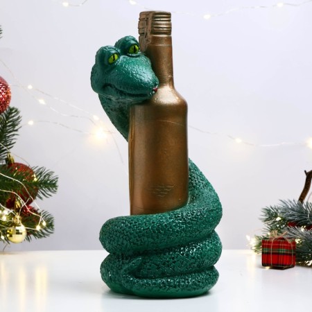 Figure "Snake with a bottle" Emerald, 30cm-1