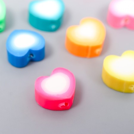 Beads for PVC "Puffy heart" Color set 20 pcs 1x1x1 cm-1