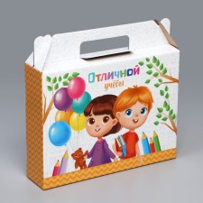 Gift folding box, packaging, “excellent study”, 33.7 x 25.7 x 7.9 cm