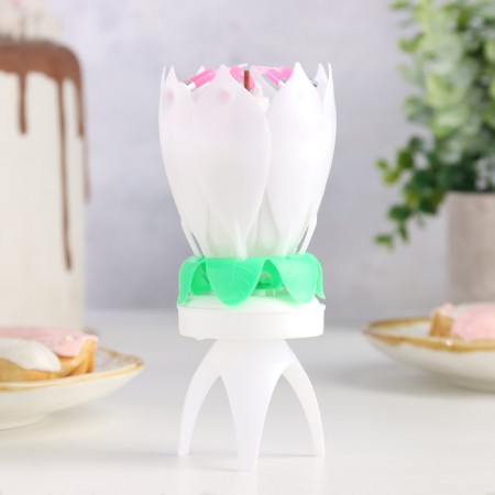 Candle for the cake musical "Tulip", spinning, white, 14.5 × 6 cm-4