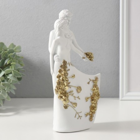 Polystone souvenir "Snow -white pair with golden colors" 12x5.5x20.5 cm-1
