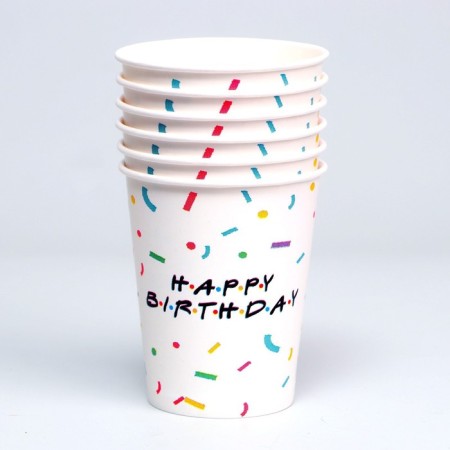 A one -time paper glass "Happy Birthday", a set of 6 pcs., 250 ml-1
