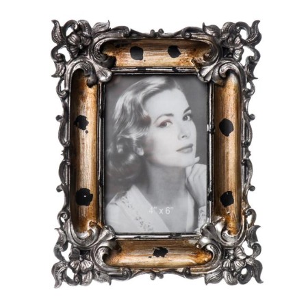 Photo frame Polystone 10x15 cm "Emanuel" aged gold with silver 23x18.5 cm-4