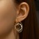 Earrings with rhinestones "Bloom" a triple circle, white in gold