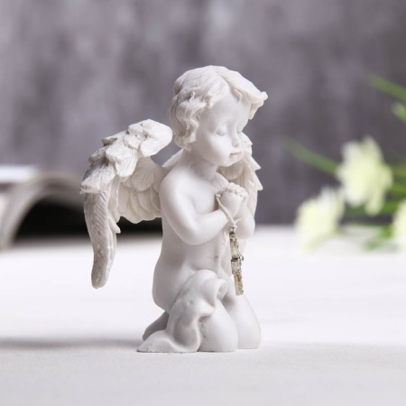Polystone souvenir "Angel with a cross from rhinestones" 8x6.5x4 cm-1