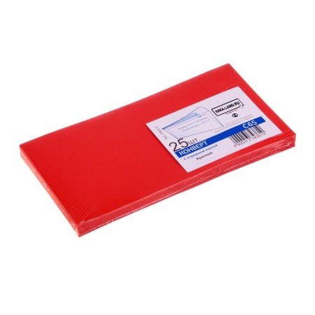 Envelope C65 114 x 229 mm, color, without a telling, without a window, a tear -off tape, 120 g/m2, red