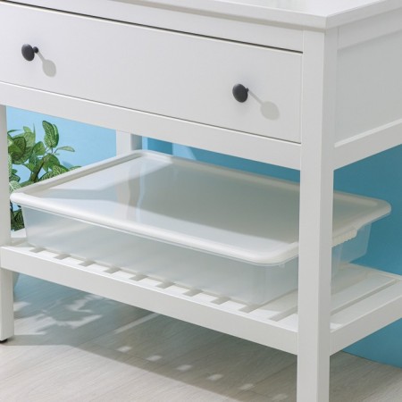 Storage container with Porter lid, 18 l, 66 × 42 × 12 cm, ivory color