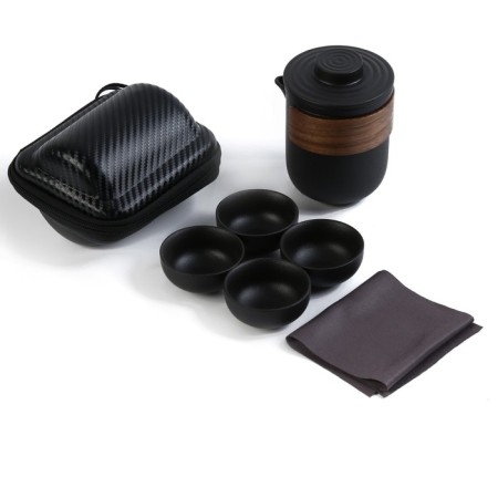 A set for a tea ceremony 6 items per 4 people: a cup 35 ml, a kettle 300 ml, black-6