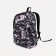 A backpack with a zipper, 3 external pockets, pink/black color