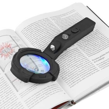 Lupa for reading VEBER 600557, 4x, diameter 65 mm, LED backlight, flashlight, compass-1