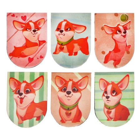 Magnetic bookmarks 6 pieces "Beautiful Corgi!"-1
