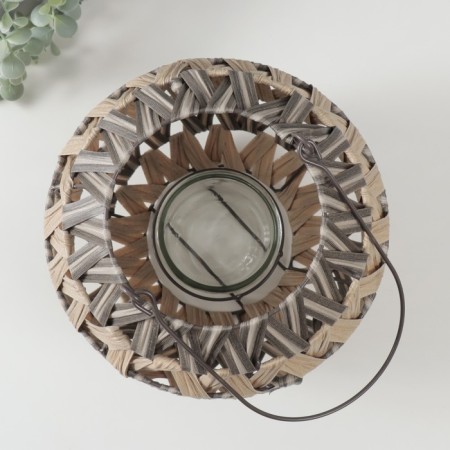 Climber Plastic for 1 candle "zigzag strips" gray-beige 13x27x25 cm-2