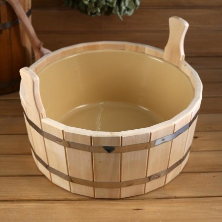 Gang made of linden, 15 l, round, plastic insert-1