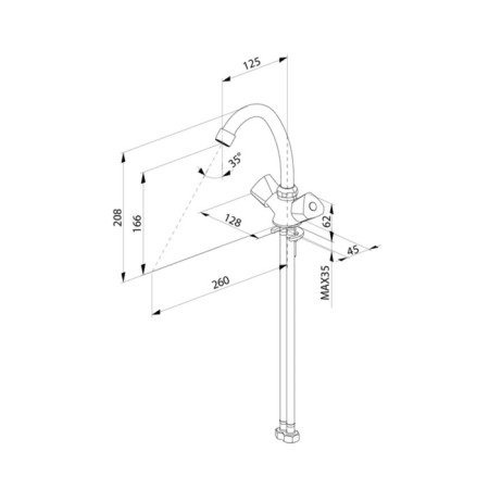 MILARDO TRISB00M01 shell mixer, two -wound, high spout 195 mm, chrome 504945-2