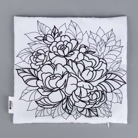 Pillowcase for coloring "peonies", 30 x 30 cm-2