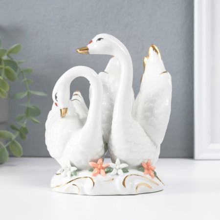 Souvenir Ceramics "Swans in a backwater with flowers" Color