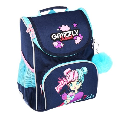 School standard, 33 x 25 x 13 cm, Grizzly, + bag for shoes, plush, black-1