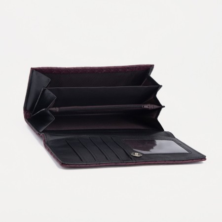 Women's wallet on the button, eggplant color-2