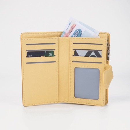 Women's wallet on magnet, yellow color-5