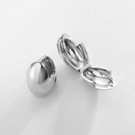 Earrings Metal Xuping oval, voluminous, silver color-1
