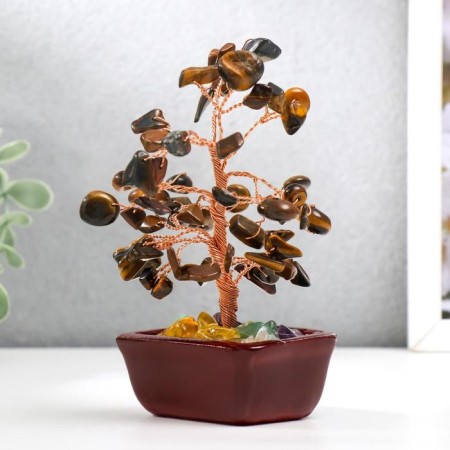 Bonsai souvenir 60 stones "Cash tree with tiger crystals" 13x7x5 cm-1