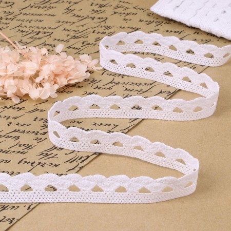 Knitted lace, 22 mm × 10 ± 1 m, white color
