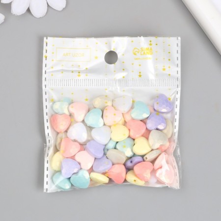 Beads for creativity Plastic "Heart. Pastel" Pearl set 20 grams 0.5x1.1x1.1 cm-3