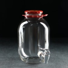 Glass jug “all the power in beer”, 3 l, with a pressure crane, with a handle holder, in a box
