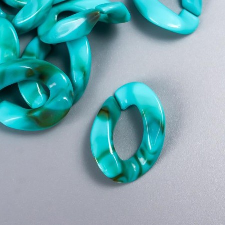 Decor for creativity plastic "Ring for the chain" Malachite set 25 pcs 2.3x1.65 cm-1