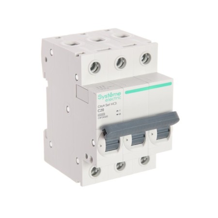 The circuit breaker SE CITY9 SET, C, 20 A, 3P, 4.5 KA, 400 V-1