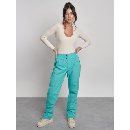 Warmed female trousers, size 44, green color-12