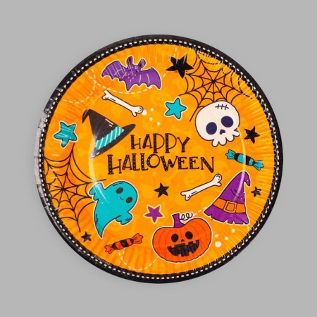 Disposable paper plate "Happy Halloween", 18 cm, set 6 pcs-2