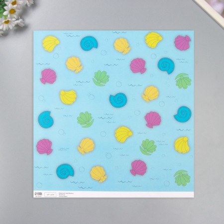 Scrapbooking paper "Sea shells" density 180 grams set 5 pcs 30.5x32 cm-2