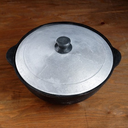Kazan cast -iron, 3.5 l, flat bottom, aluminum cover-4
