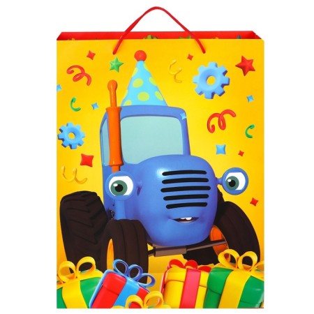 Gift package "Congratulations!" 31x40x11.5 cm, packaging, blue tractor-3