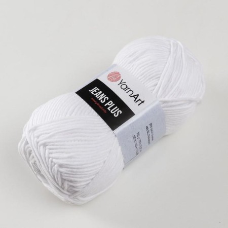 Yarn "Jeans Plus" 55% cotton, 45% acrylic 160m/100g (62 white)-1