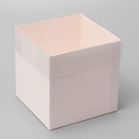 Box for flowers with PVC lid, 12 x 12 x 12 cm, white