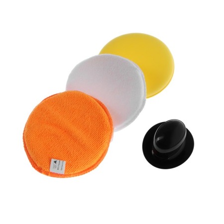 Microfiber applicators for applying compositions, with a handle, 12.5x12.5 cm, set 3 pcs