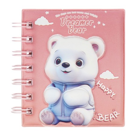 Notebook Gift Book on the crest 80l, line, color block, PVC cover 3D Bear (10x10.5cm) 10539