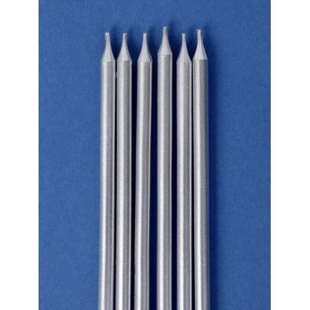Candles in the cake "Tall Royce", 6 pcs, silver-2