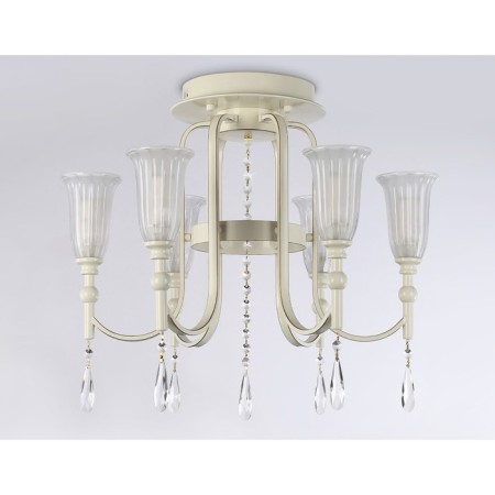 Crowning chandelier with crystal Ambrella Light, Traditional, TR3242, 6HE14, beige color, gold-4