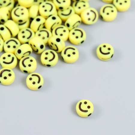 Beads for creativity plastic "Yellow circles with smiles" set of 15 g 0.4x0.7x0.7 cm