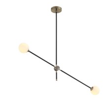 Suspension lamp ST LUCE. SL429.403.02. BASTONCINO. 2x5 watts, G9, 10x80x100 cm, black color, gold