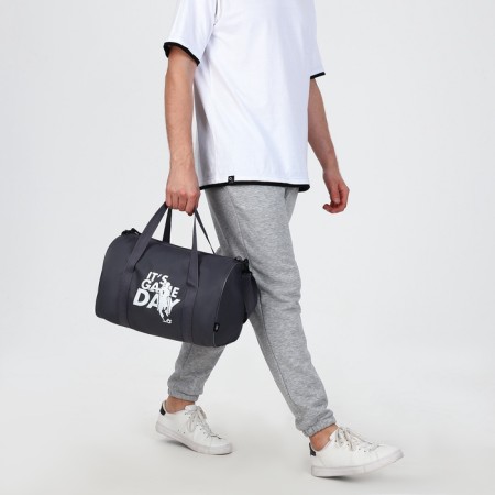Sports bag with lightning, long belt, gray color-10