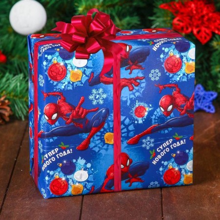 Glossy packaging paper “Happy New Year!”, Spider-Man, 70 x 100 cm-3