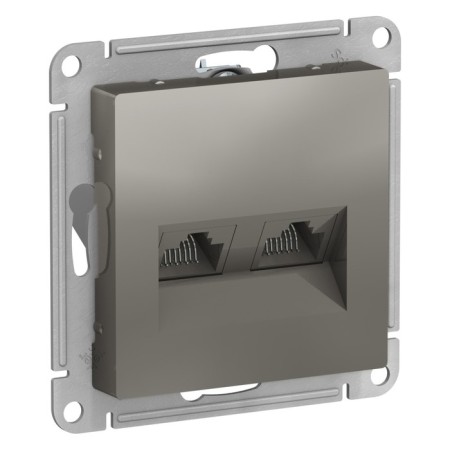 SE ATLASDESIGN, Double, Computer, RJ45+RJ45, cat. 5E, mechanism, color steel-1