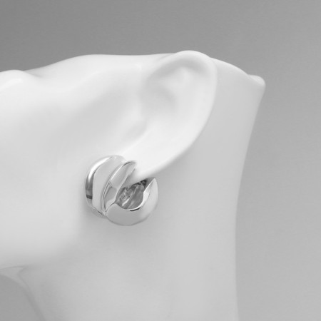 Earrings Metal "Accord" Circle Circle, Silver Color-4